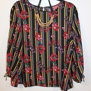 Quarter Sleeve Floral Blouse